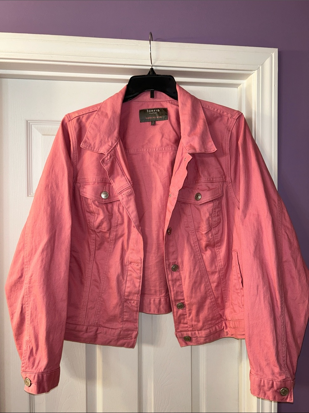 torrid Coral Pink Denim Trucker Jacket